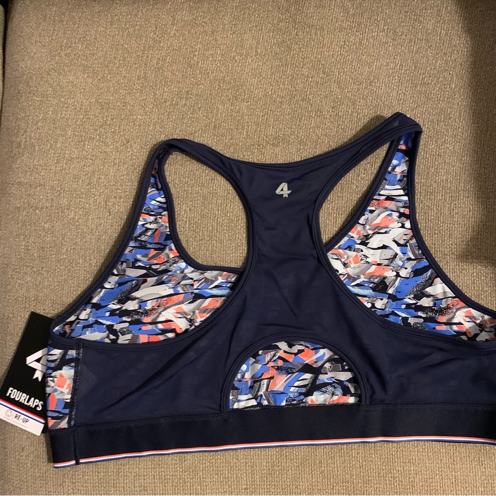 Women's Navy Multi-Color Racerback Sports Bra - Picture 2 of 6